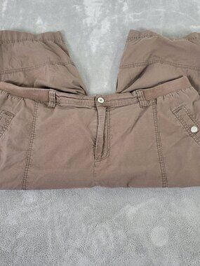 Liz & Me Women's 2X Plus Size Capri Cargo Pants Brown Elastic Waist BRO7E